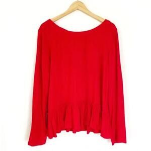 Anthropologie Cloth & Stone Ruffle Hem Tie Blouse